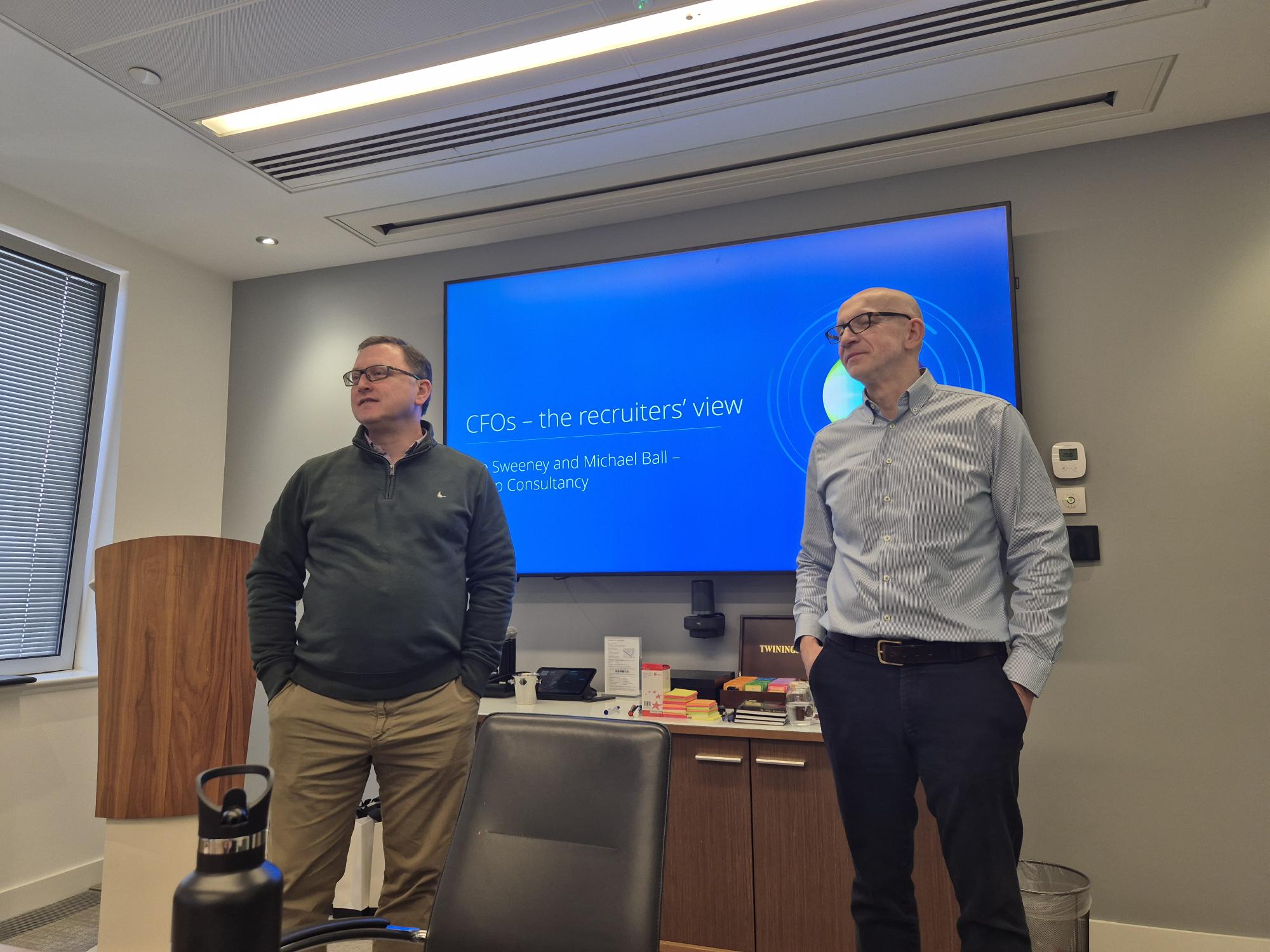 Lee Sweeney and Michael Ball of Sharp Consultancy's, The CFO Partnership ready to present to the Next Generation of CFOs.