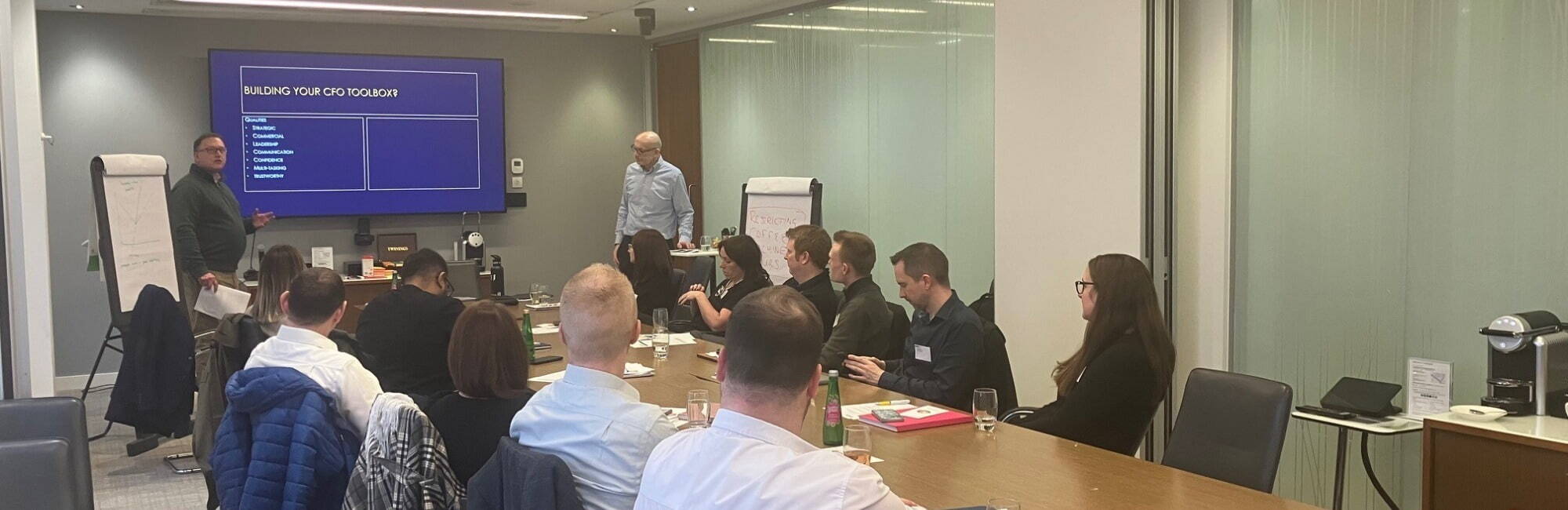 Mike presenting to the Next Generation of CFO at Deloitte's offices in Leeds.